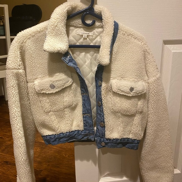 PacSun Cropped Sherpa/Jean Jacket - Picture 2 of 2